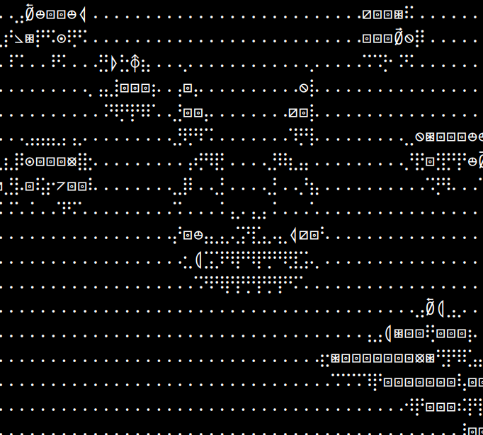 Screenshot: Braille characters as rendered with Adwaita Mono 50.0 